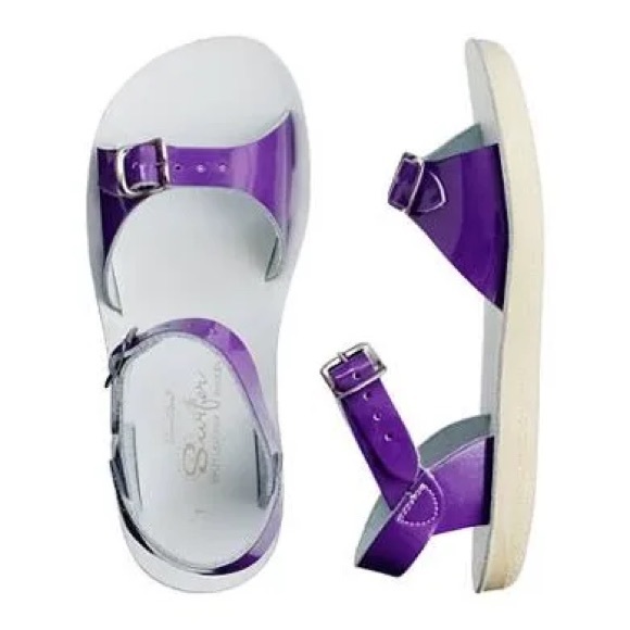 New Little Girls Sun-San Brand Salt Water Sandals Shiny Purple Surfer Size 3 - Picture 1 of 9